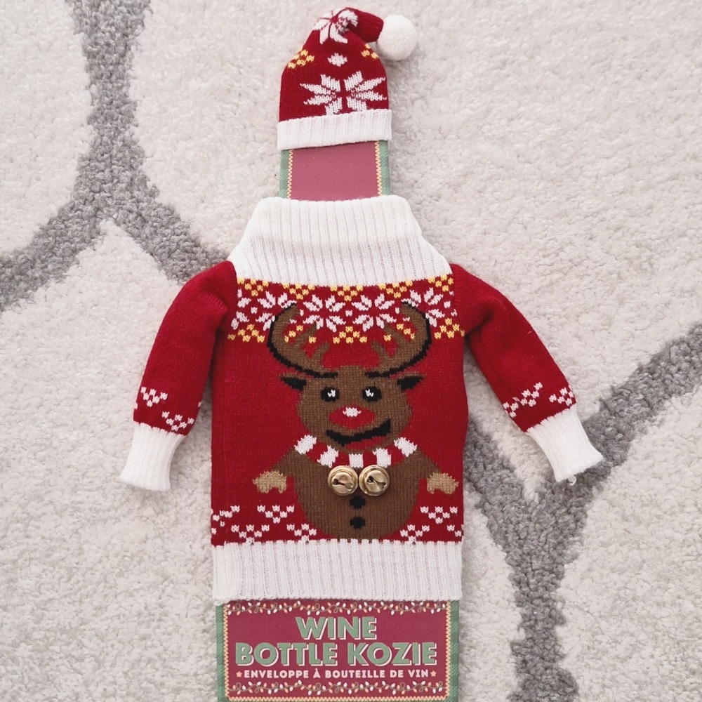 NEW Wine Bottle Kozie Christmas Reindeer